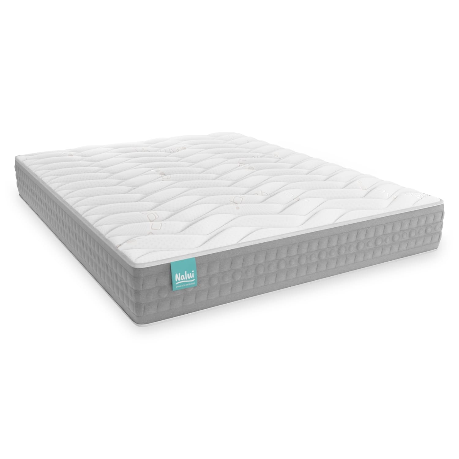 Nalui Colchón Viscoelástico Talaia Gris ±26cm Firmeza Media con Tejido Strech Bambú. Reversible | Fabricado en España