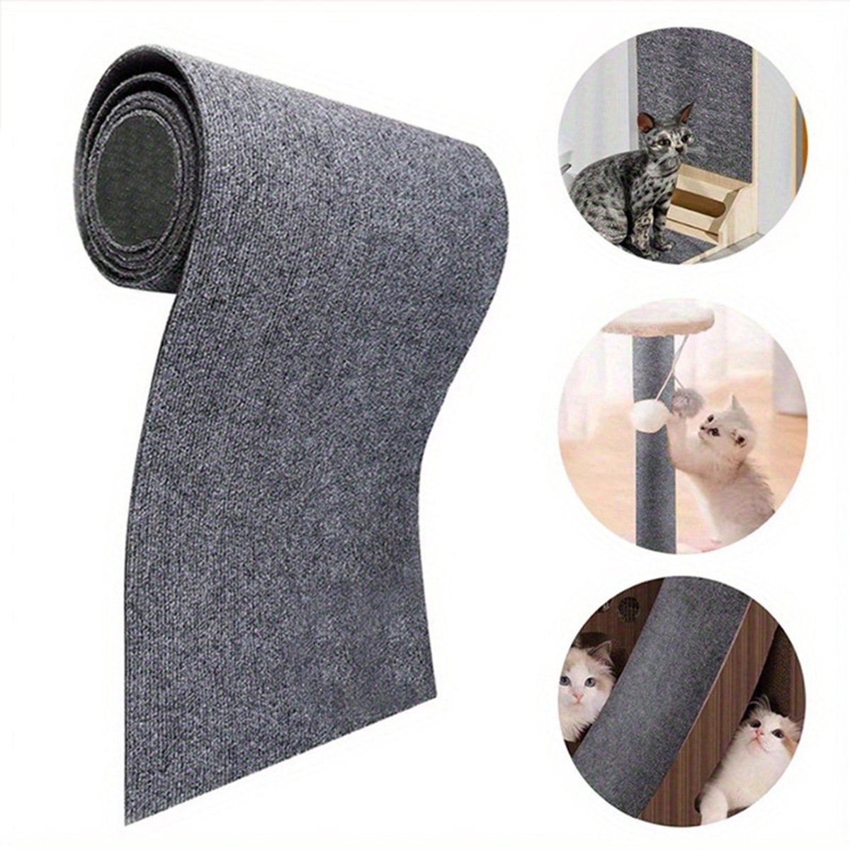 Alfombrilla rascadora autoadhesiva para gatos de 40 × 100 cm - poste rascador - poste rascador para gatos - pared para gatos - alfombrilla rascadora - juguete para trepar recortable para gatos - Gris