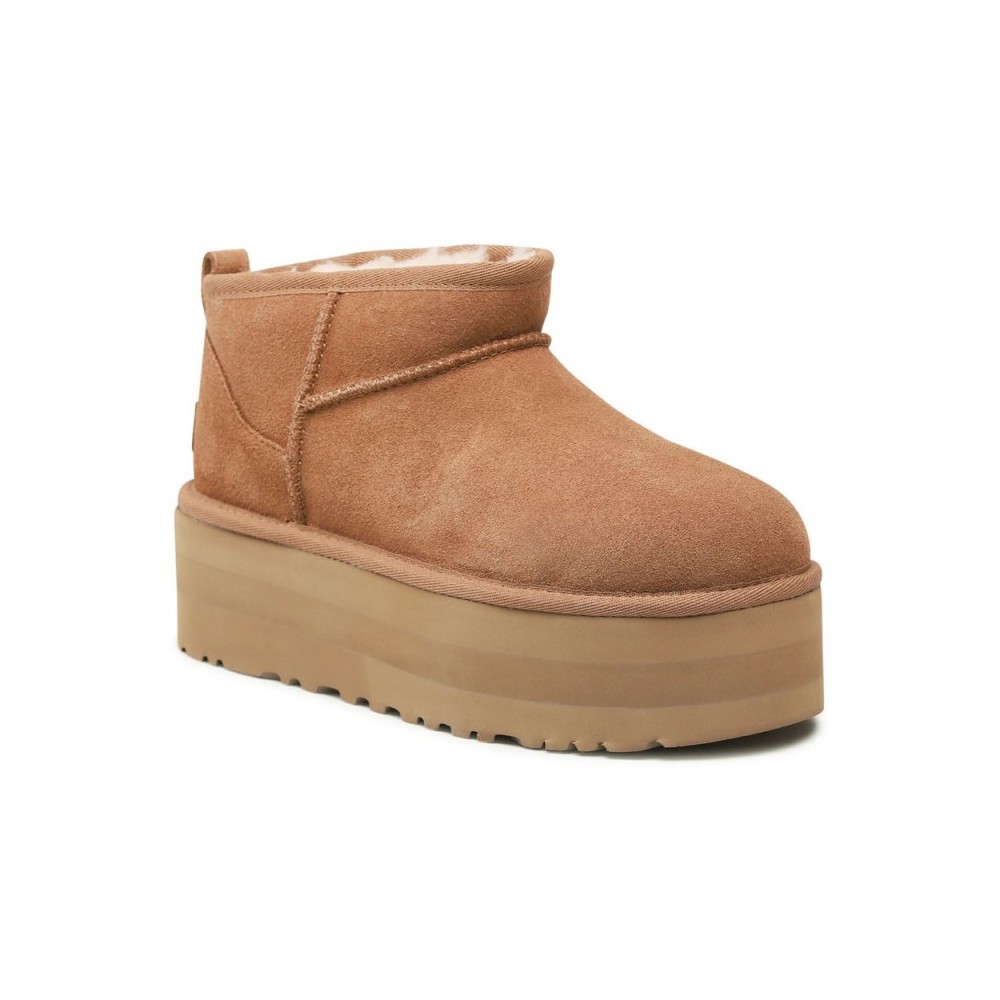 Botines Planos Ugg Classic Ultra Mini Plataform Mujer Camel