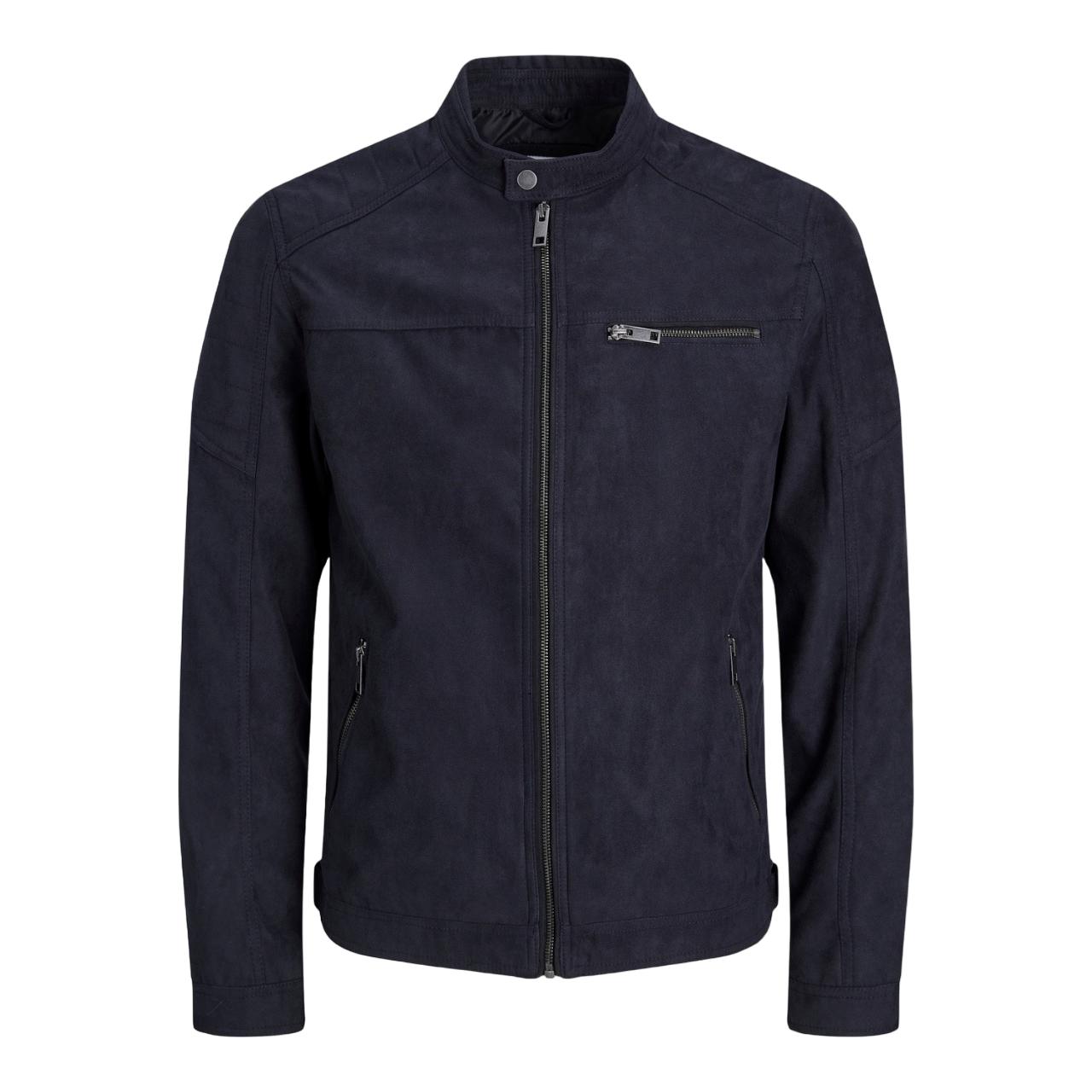 Jack & Jones Jjerocky 12147218 - Chaqueta Biker Efecto Gamuza para Hombre - Negro (Jet Black)