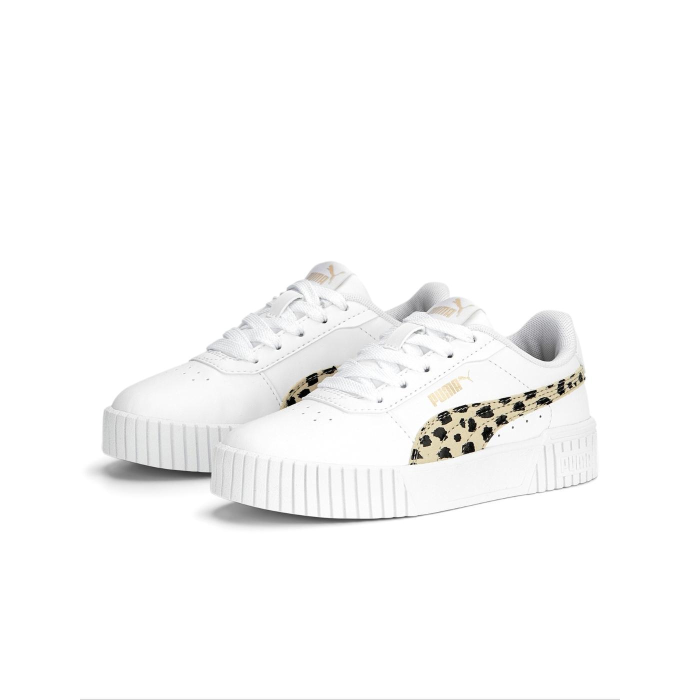 Zapatillas puma carina 2.0 animal print ps blanco de niña.