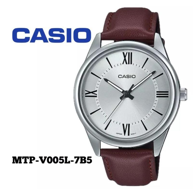 Reloj analógico Casio MTP-V005L-7b5 correa de cuero color marrón
