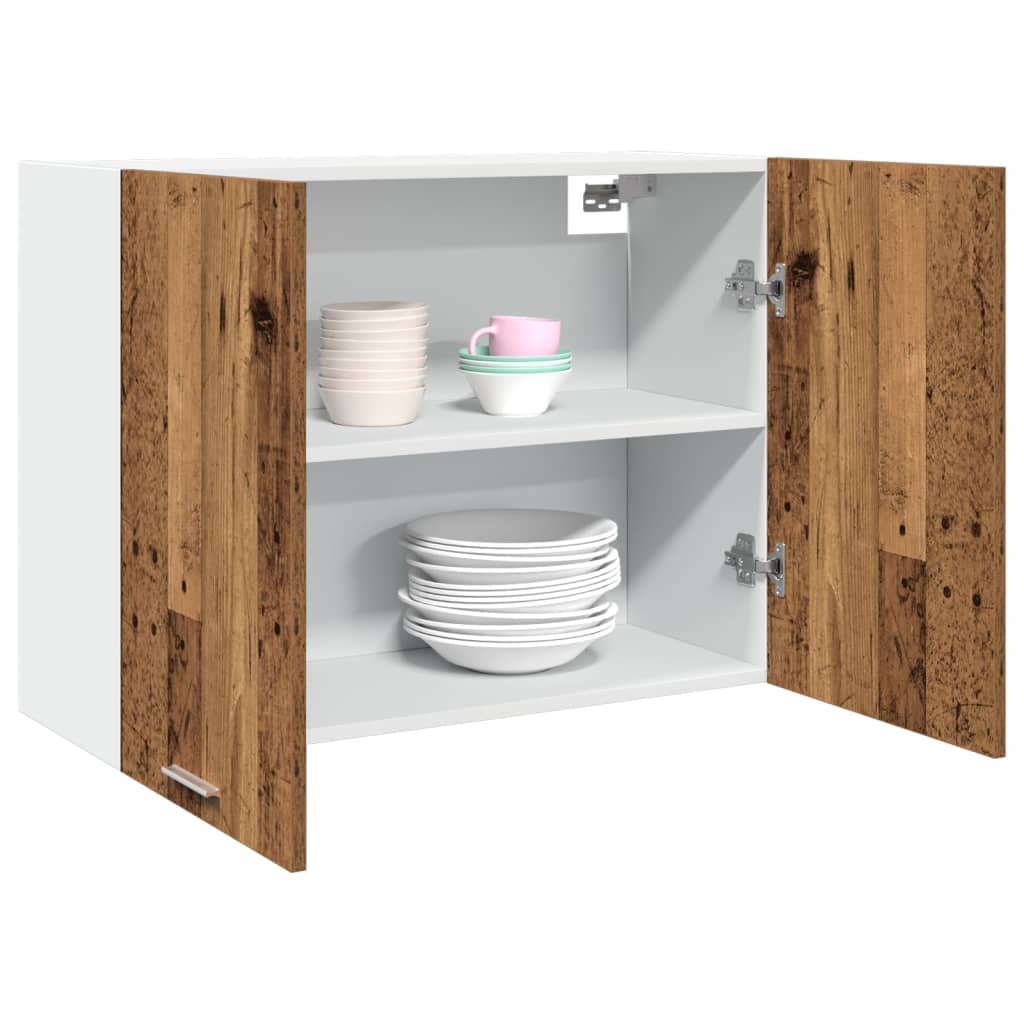 vidaXL Armario colgante “Lyon” madera de ingeniería envejecida en color Madera antigua/Blanco/Gris sonoma y más | diseño vintage industrial ideal para cocina salón comedor