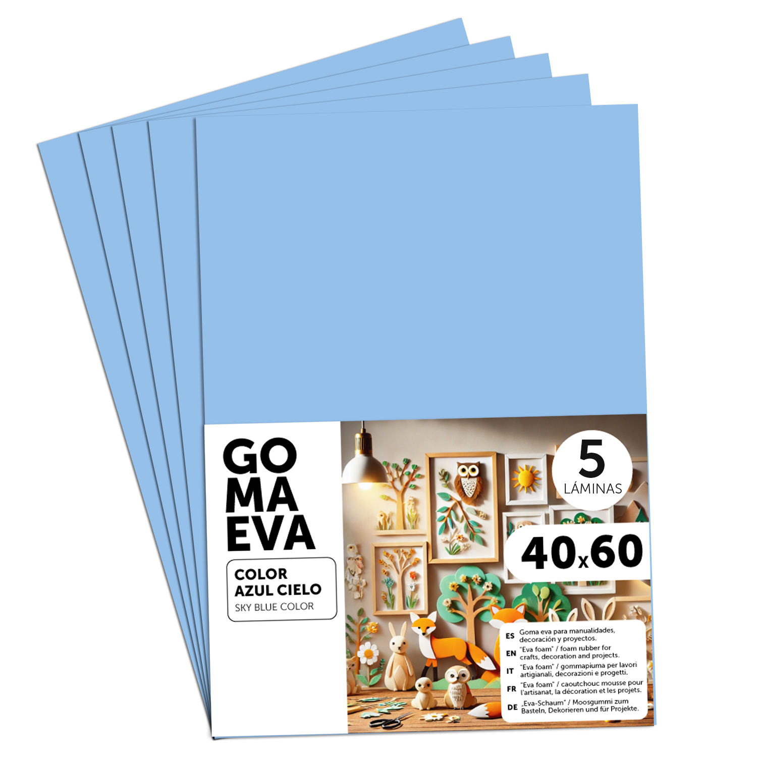 Goma Eva para Manualidades, Goma Espuma de Colores para Proyectos Creativos, Ideales para Artes y Manualidades, uso Escolar, Profesional o Artístico 40x60cm - m-office