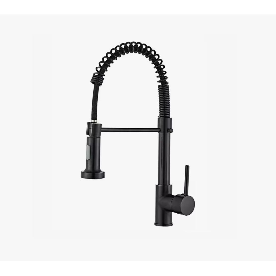 CA Mezclador de grifo de cocina giratorio de 360 ° con 2 caños de arce de acero inoxidable cromado extraíbles, grifo de cocina de látex extraíble, mezcla de agua caliente y fría, caño de doble modo cromado con resorte
