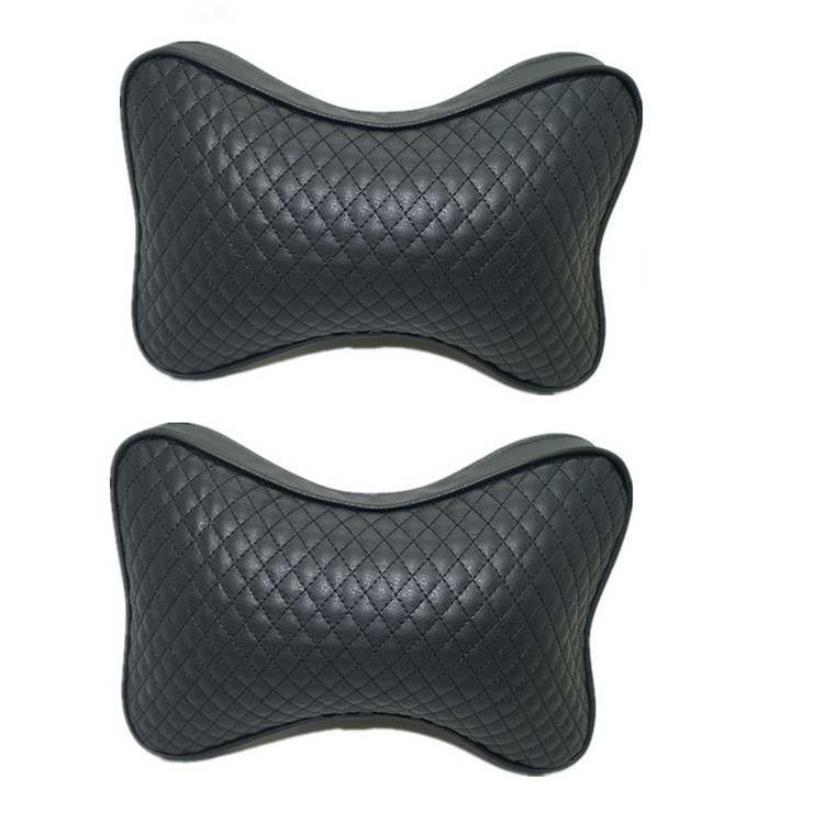 Almohada para Cuello de Coche de Cuero PU Negro - Juego de 2 Piezas