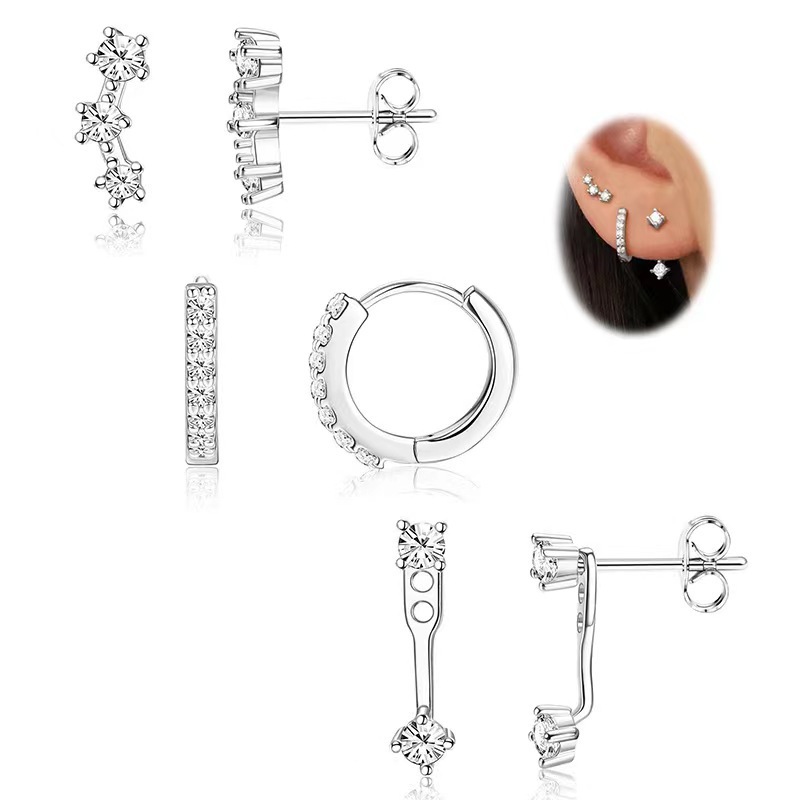 Pendientes de 3 piezas para Mujer, modernos pendientes de galvanoplastia con temperamento, Regalos para Niños.