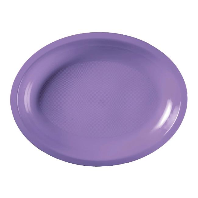 MONOUSO | Bandeja PP Reutilizable Dura Ovalada "Round" Lila  31,5x22cm (25 Uds)