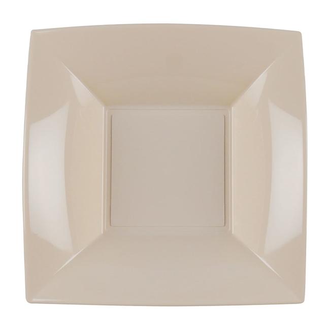 MONOUSO | Plato Duro Reutilizable PP Hondo Beige "Nice" 18cm (25 Uds)