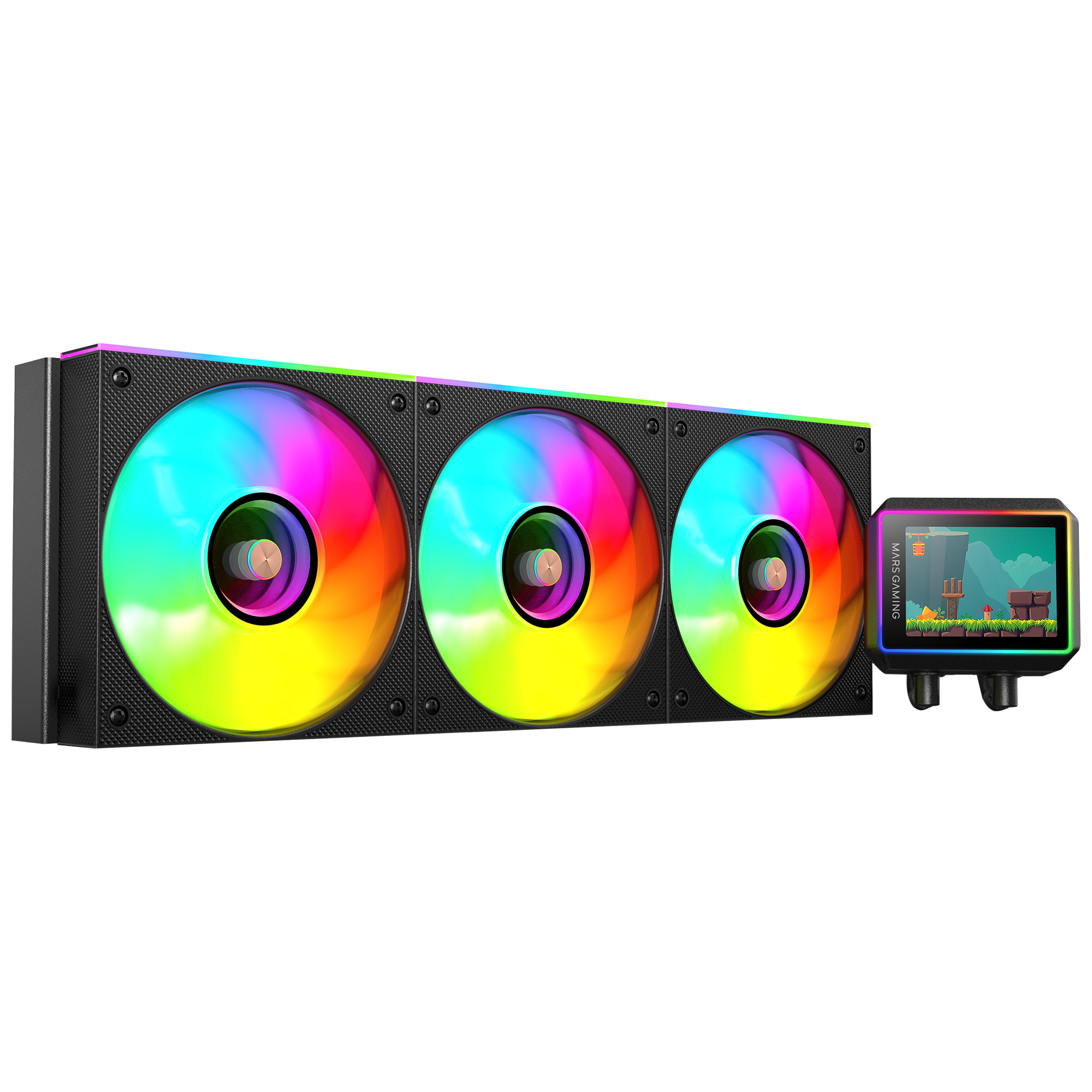 Mars Gaming ML-VISIONII360 Refrigeración Líquida AIO 600W TDP, Pantalla IPS 2,8" 360º, Bomba 4ª Gen Opti-Chamber con Base de Cobre y Microcanales, 3x Ventiladores 120mm ARGB Infinity Mirror, Regriferación Líquida PC Negra o Blanca