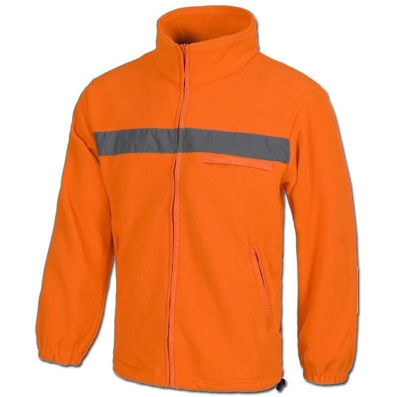 Chaqueta Polar Alta Visibilidad con Cinta Reflectante y Bolsillos con Cremallera para Trabajadores de Industria