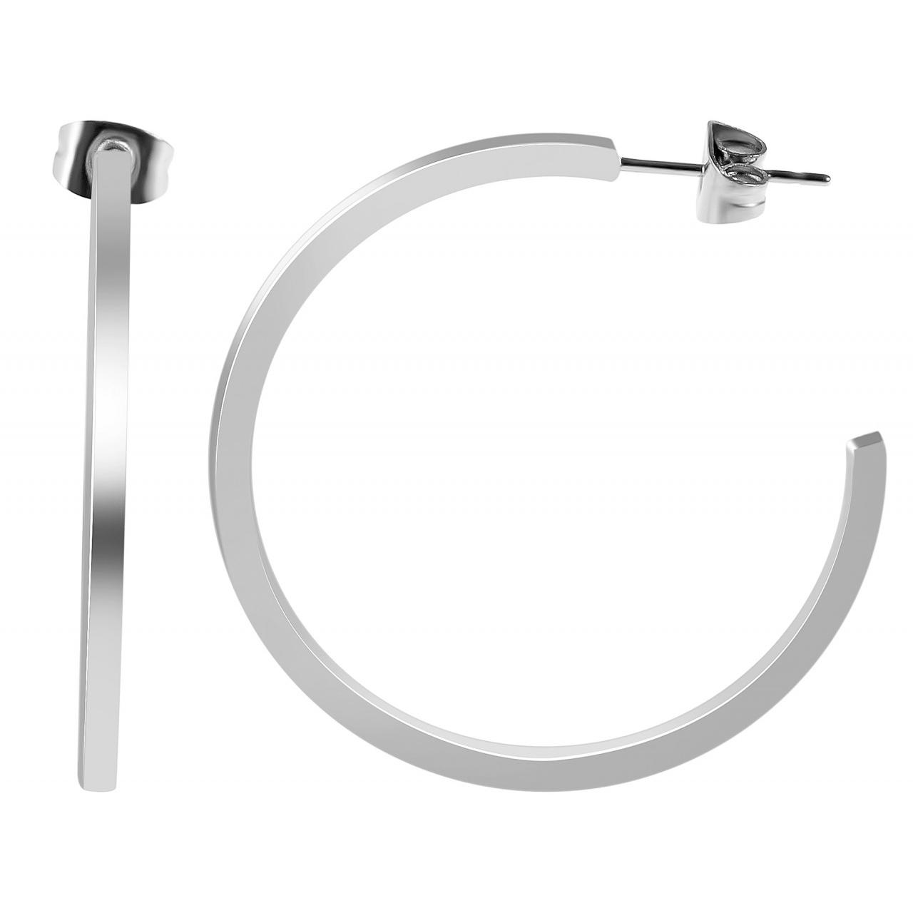 Akzent® Pendientes Meia Argola Prateados em Aço Inoxidável - 0114