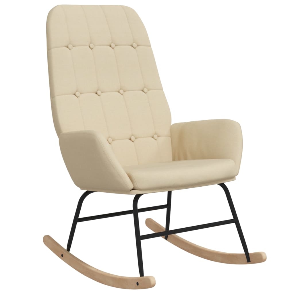 vidaXL Silla mecedora de tela color en color Crema/Amarillo/Azul y más | cómodas modernas ergonómicas para comedor cocina salón hogar