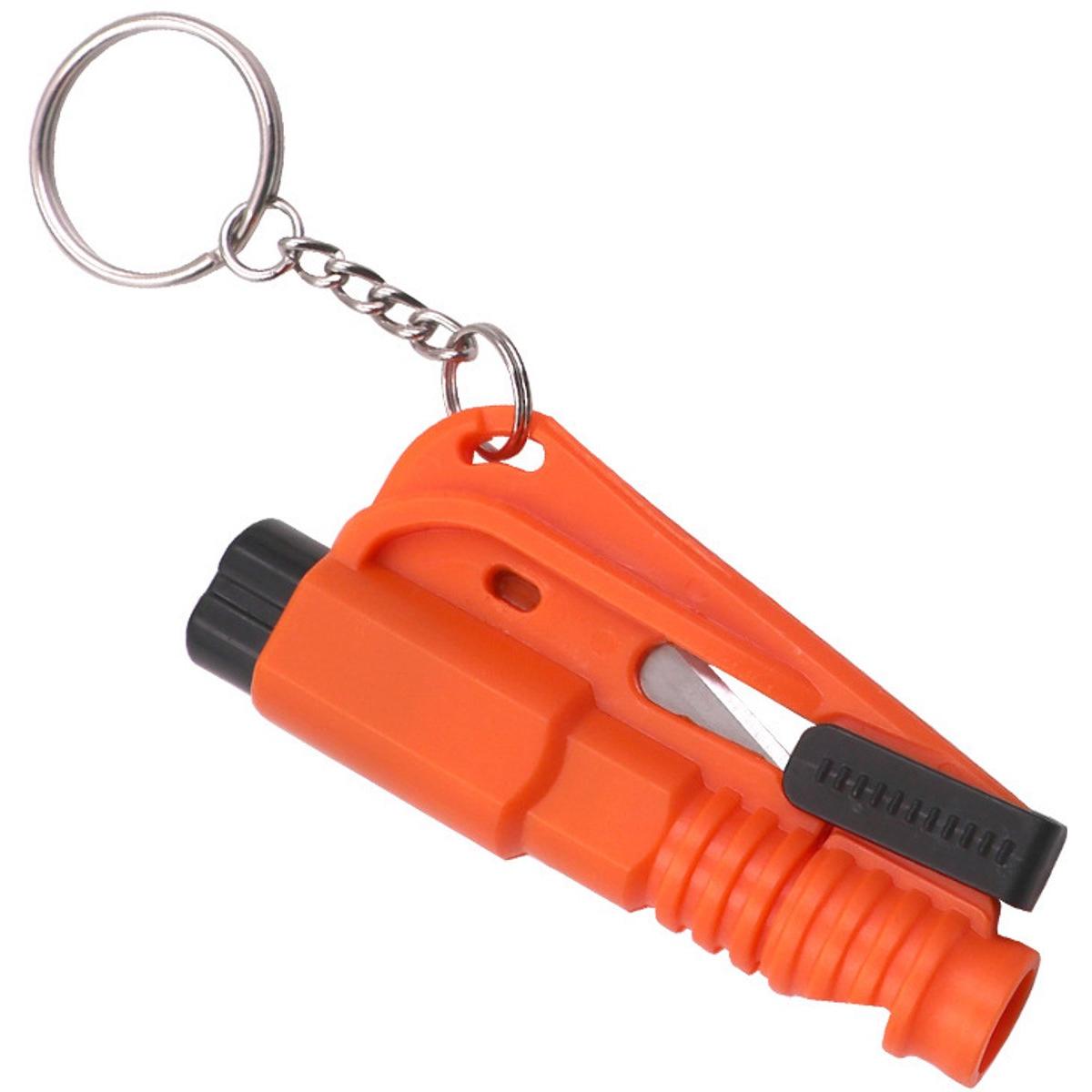 2 stuks raambreker, gordelsnijder, noodhamer voor veiligheidsgordelveiligheid, autoveiligheidssleutelhanger en overlevingsfluitje, 3-in-1 multitool,Oranje