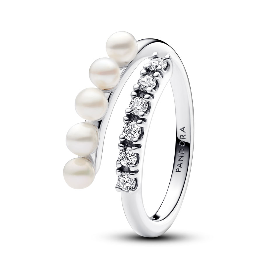 Pandora Anillo Abierto Perlas Cultivadas de Agua Dulce y Pavé 193145C01 , para Mujer