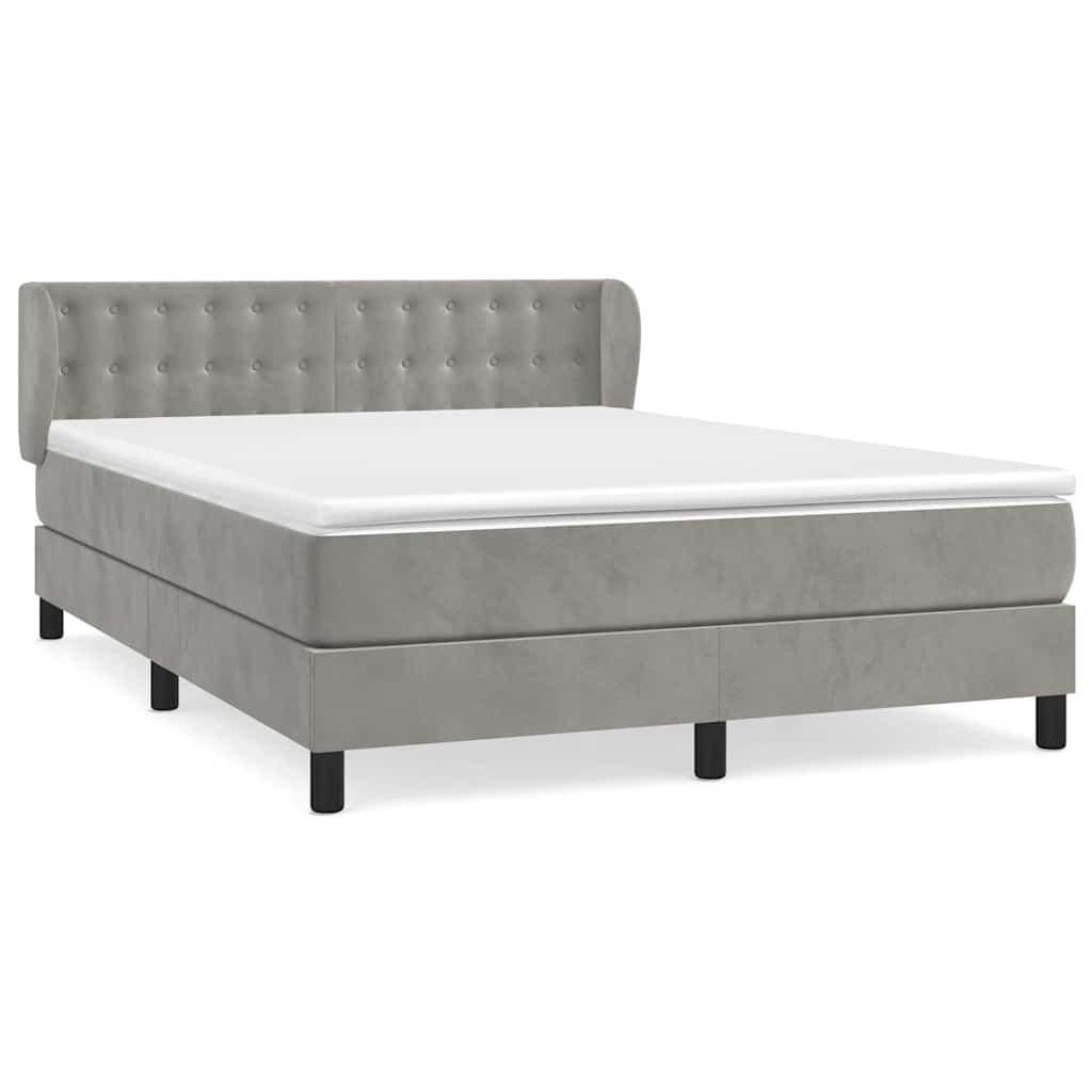 vidaXL Cama box spring con colchón terciopelo  140x200 cm Multicolor