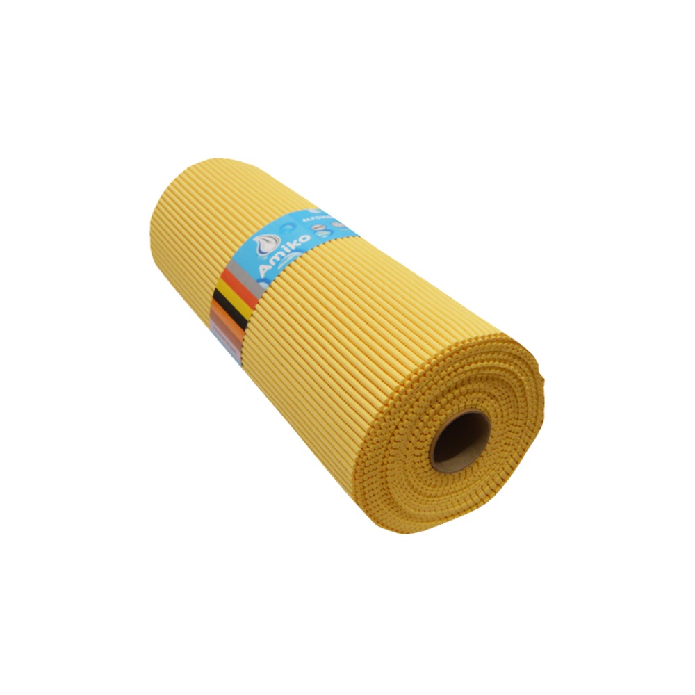 ROLLO DE ALFOMBRA ANTIDESLIZANTE ABIERTO AMARILLO AMIKO DE 12Mx65CM