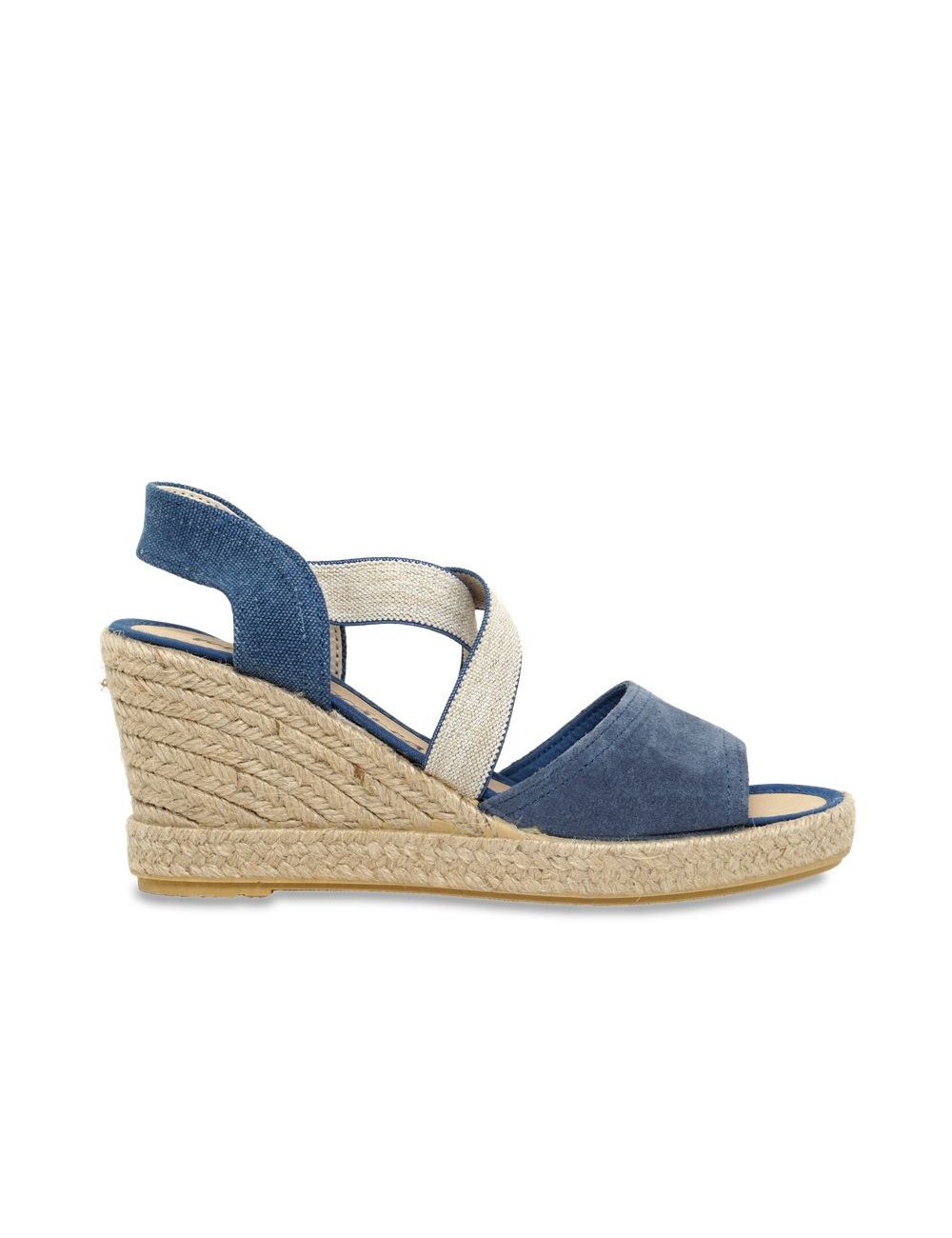 MEDITERRANEA Sandalia Serraje Cuña Mujer - Azul Marino