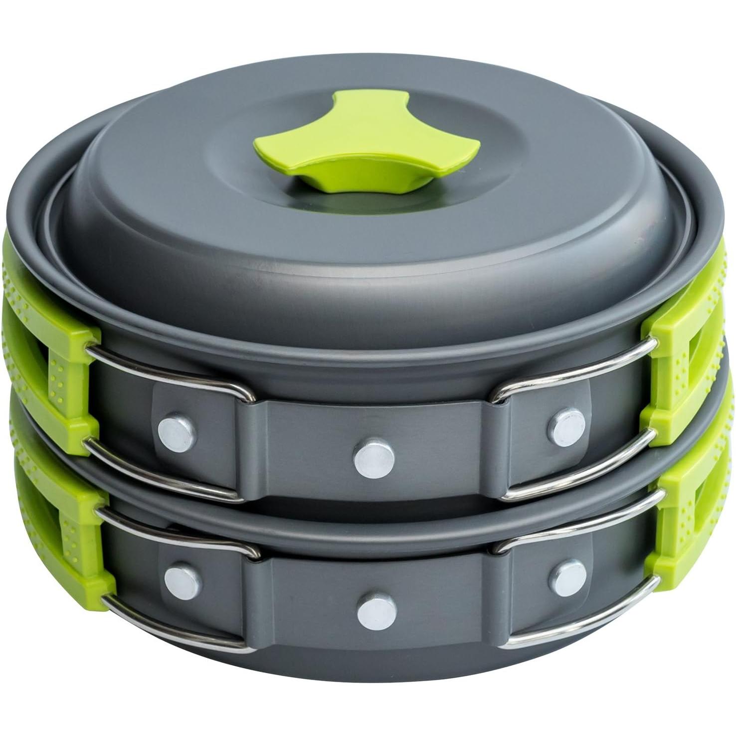 Kit de utensilios de cocina para acampar, juego de cocina para acampar, juego de sartenes y ollas para acampar para viajes