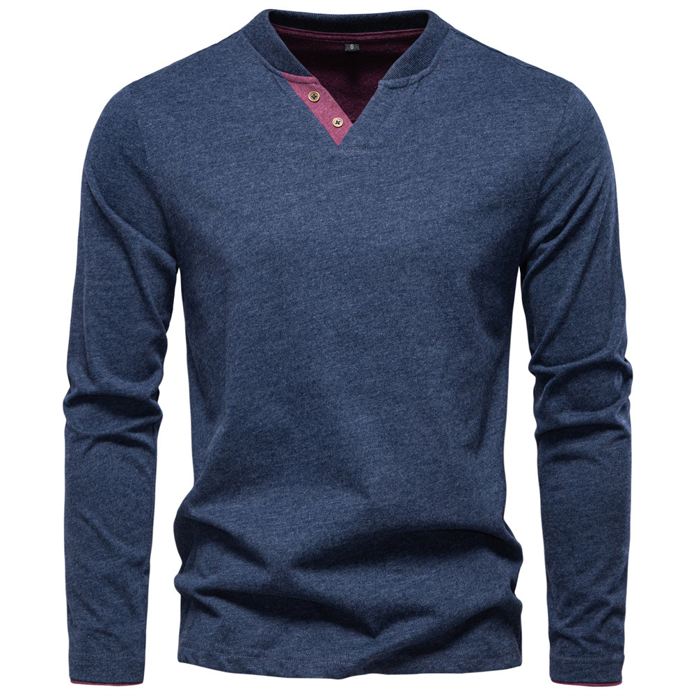 TK Camiseta básica de manga larga raglán para hombre, estilo patchwork, camiseta informal de algodón