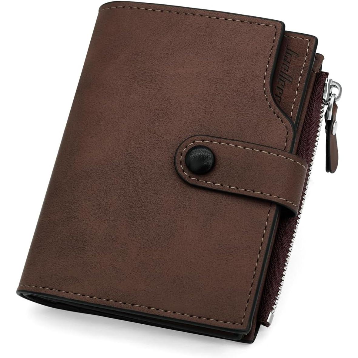 OmHome Carteras para Hombre Pequeñas con RFID ProteccióN Monedero Billetera Hombre Cuero Gran Capacidad Multi Compartimentos Cartera Hombre con Boton,15 Ranuras para Tarjetas de Crédito