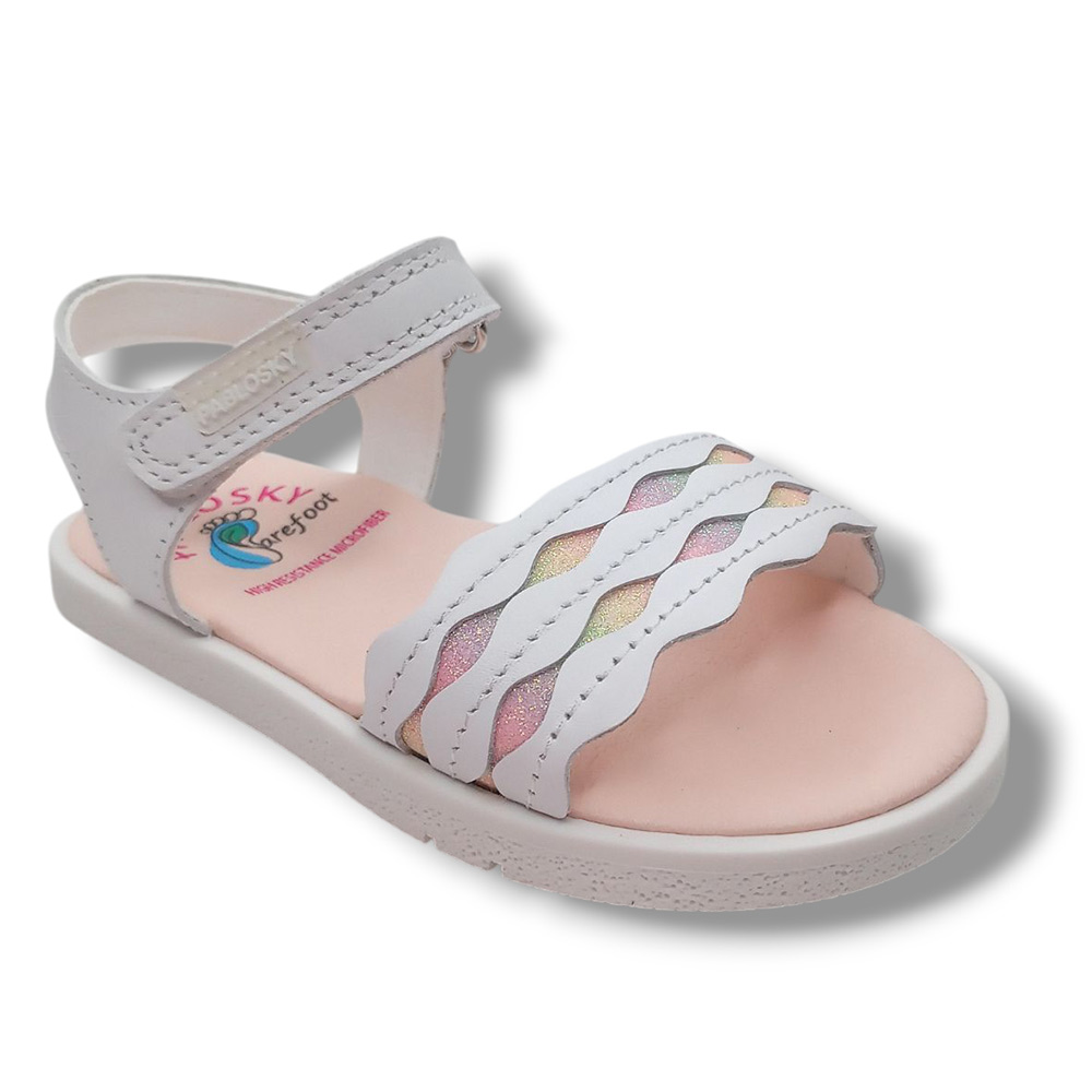 Pablosky Sandalia Abierta Niña 054000 BLANCO calzado niños Respetuoso Pablosky Summer ROYALE CORDONETS