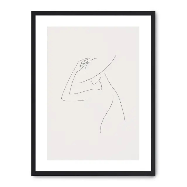 Lámina con marco negro WOMAN LINE ART XII 21x30 cm, Póster impreso en papel de primera calidad de 180gr, montado sobre marco de madera MDF acabado en negro., Arte - Dibujo de línea