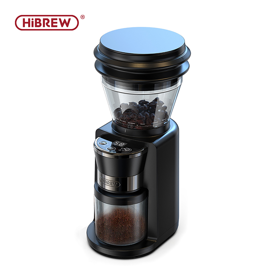 HiBREW G3, Automatie Coffee Grinder, 40mm conical burr, Air blower, 31-gear scale Adjustable thickness, 6-gear memory function, Antistatic function, Manual & automatic one button starting, Intelligent quantitative button