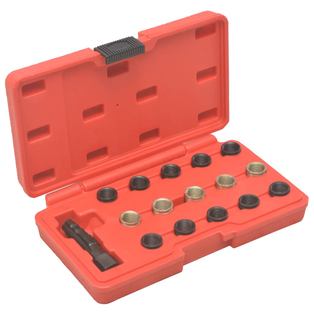 vidaXL Herramientas de reparación de roscas bujía 16 piezas M14x1,25