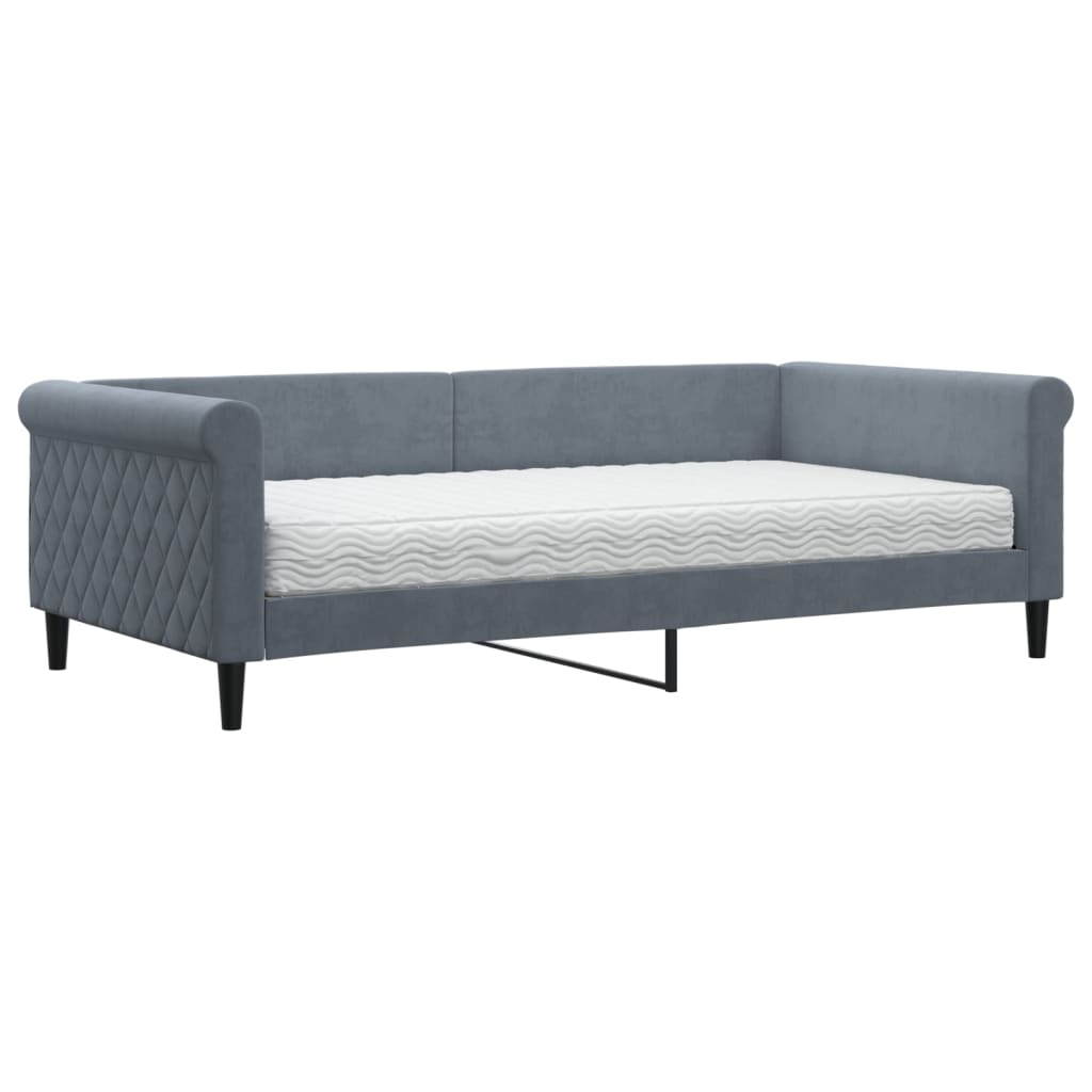vidaXL Sofá cama con colchón terciopelo gris oscuro 100x200 cm