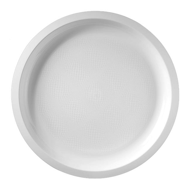 MONOUSO | Plato Duro Reutilizable PP Blanco "Round" Ø29cm (25 Uds)