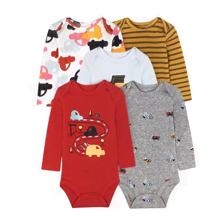 TK Ropa para niños, nueva primavera y otoño, mono triangular de manga larga para bebés, ropa para gatear, mono de bebé de cinco piezas