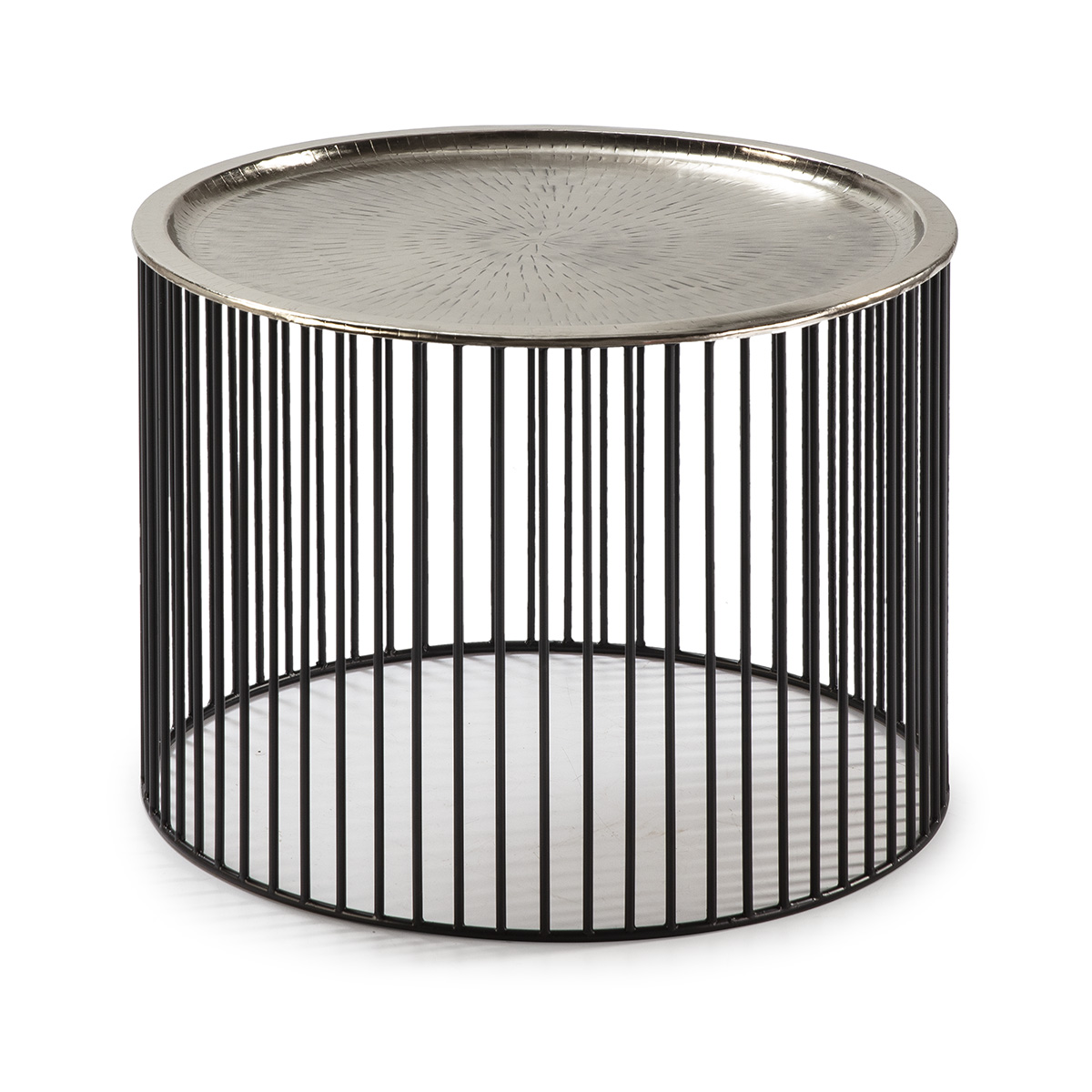 Mesa auxiliar 56x56x42 hierro negro plata, de hierro, color negro, plata, 56x56x42 cm Fijalo