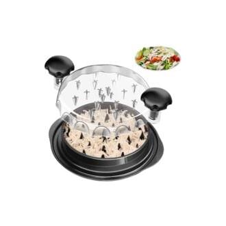 CA Triturador de pollo de 9,6 pulgadas, herramienta giratoria con mango ergonómico, antideslizante, ahorra esfuerzo y con cubierta transparente.