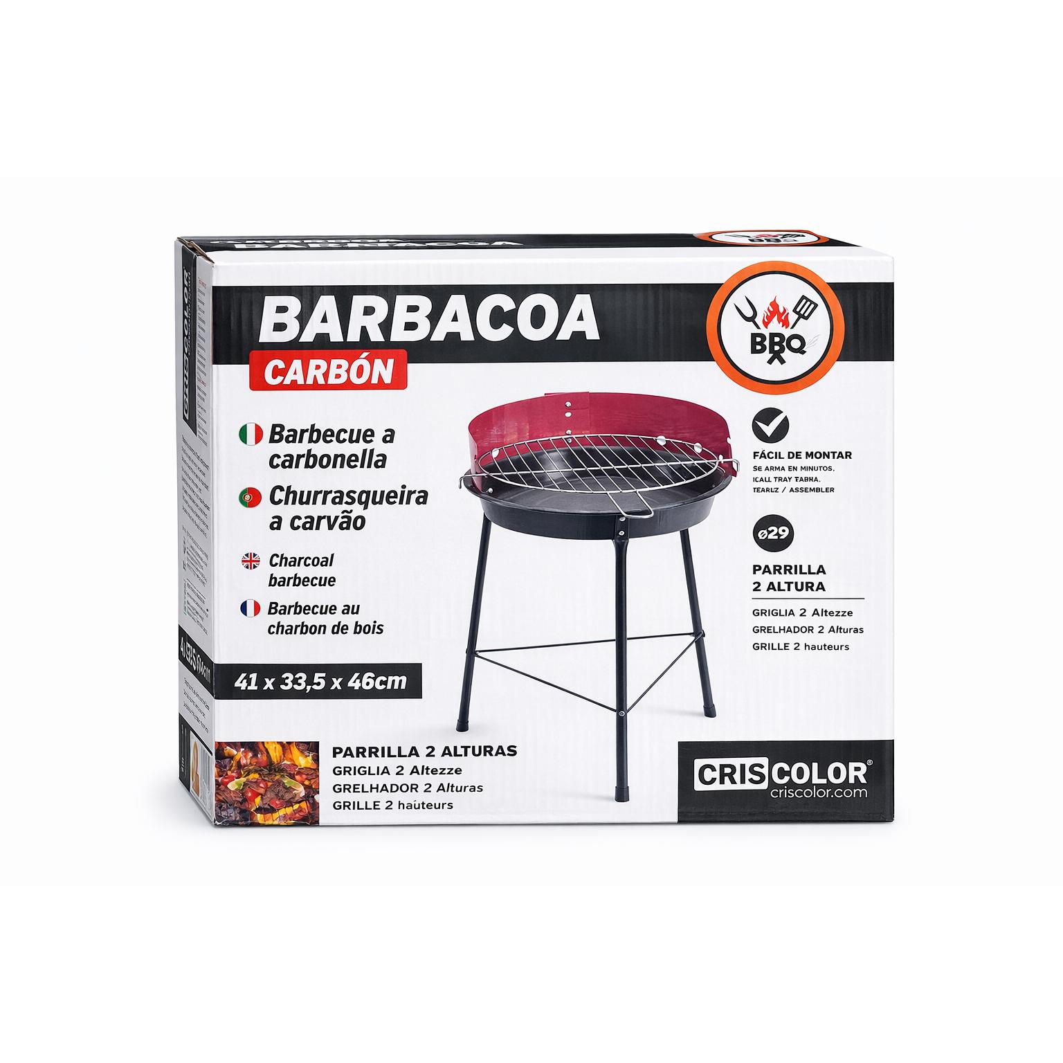 CRISCOLOR Barbacoa de Carbón Plegable Portátil Parrilla BBQ de Mesa Acero Resistente, Ideal Camping, Balcón y Exterior