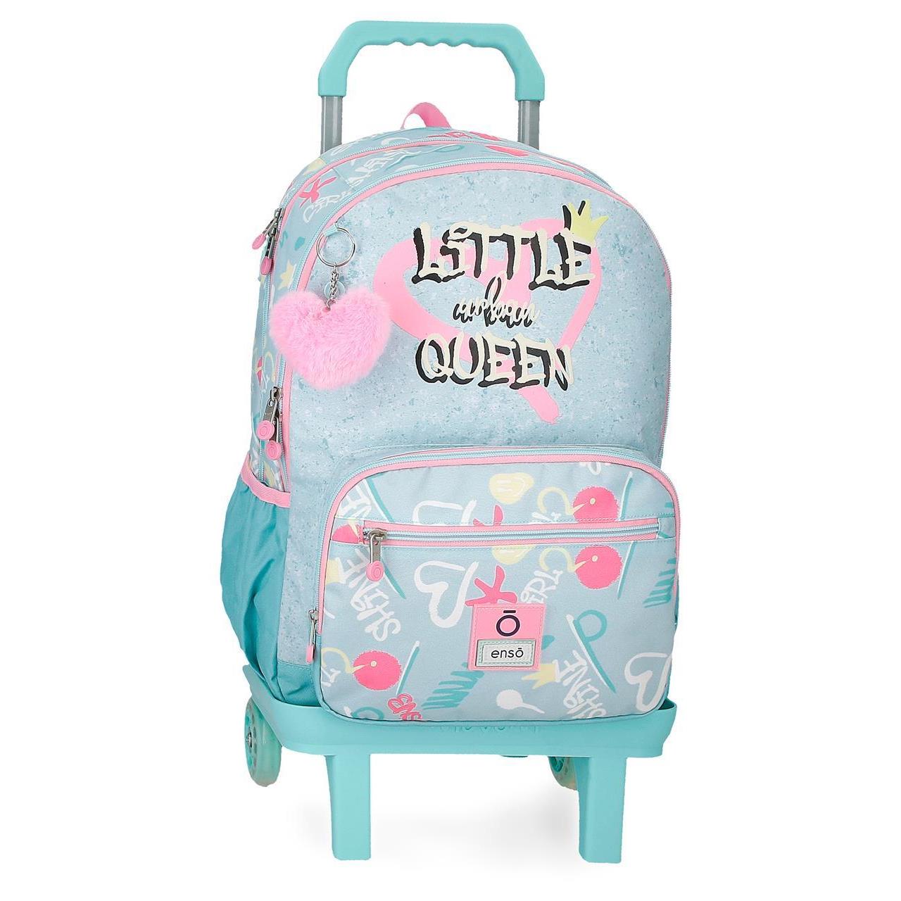 Mochila escolar con carro Enso Little urban queen turquesa