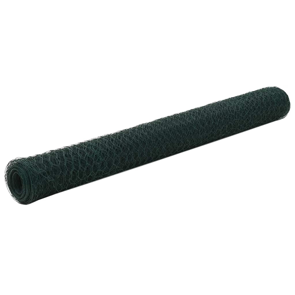 vidaXL Alambrada de gallinero acero revestimiento PVC verde 25x1,2 m