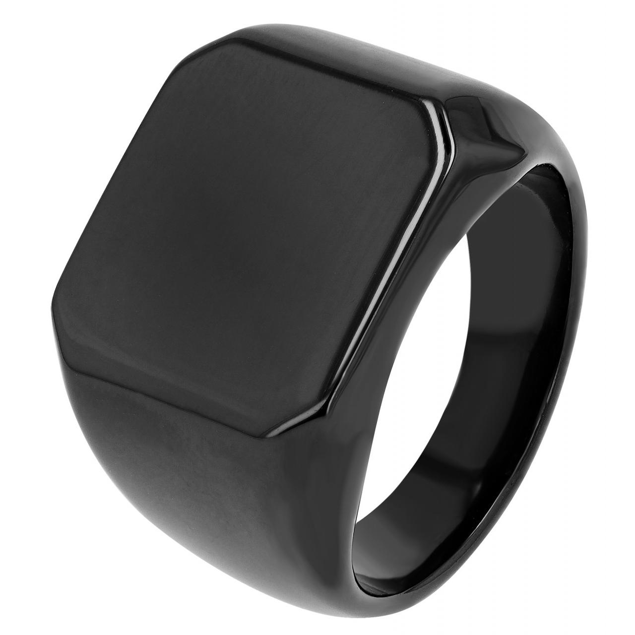 Akzent® Anillo Masculino Preto em Aço Inoxidável - Tam.64 - 0109