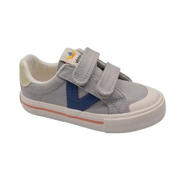 Victoria - Zapatillas de lona con puntera para niñas, modelo 1065189, cómodas y resistentes para uso diario en color beige o azul jeans