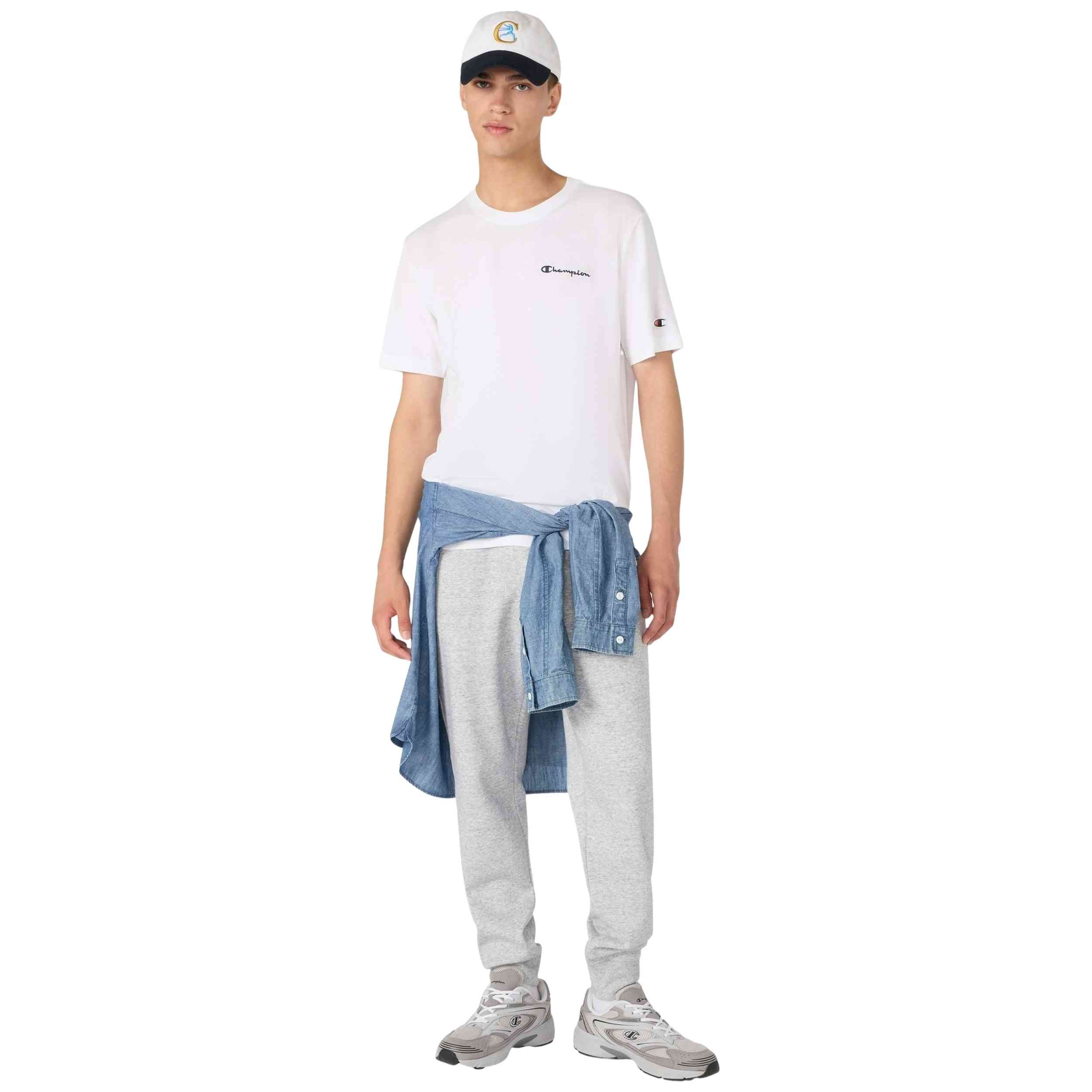 Camiseta De Manga Corta Champion modelo 221798 para hombre y mujer en color Blanco