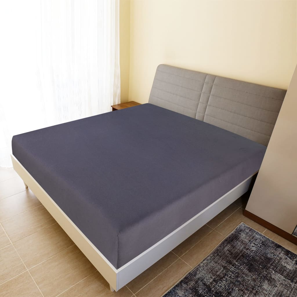 vidaXL 2x Sábanas Bajeras Jersey Algodón Marino 90x200 cm Dormitorio Cama Color Azul marino,  Blanco,  Burdeos y mas