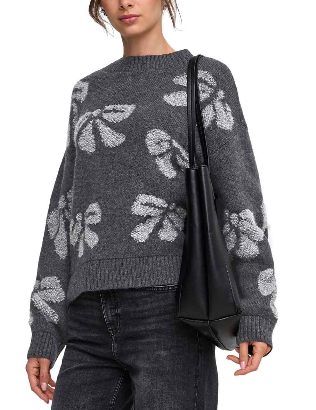 Jersey Only Harper gris lazos de punto para mujer