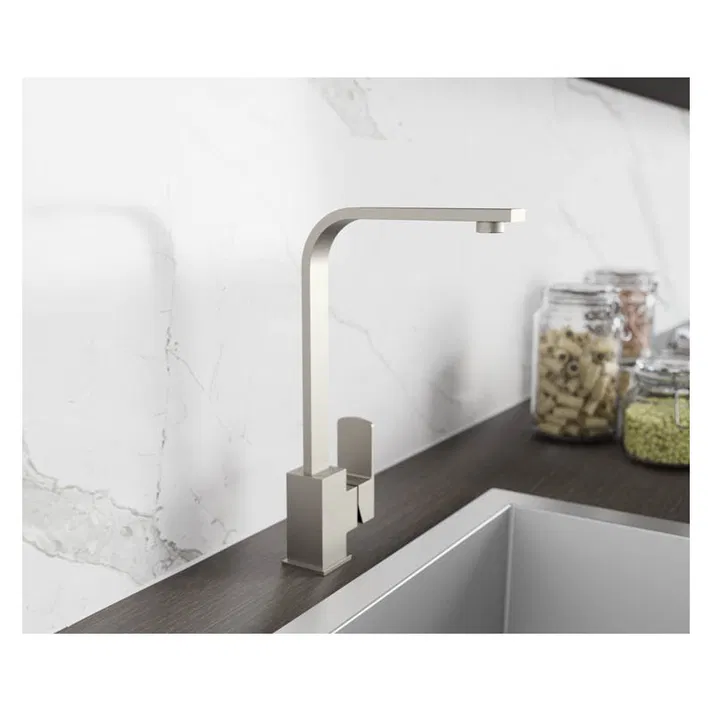 GME Quadra Grifo monomando de cocina cuadrado fabricado con acero inoxidable de 207 mm 3181