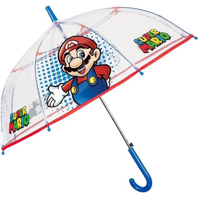Paraguas Infantil Super Mario | PERLETTI - Paraguas infantil con licencia oficial, transparente