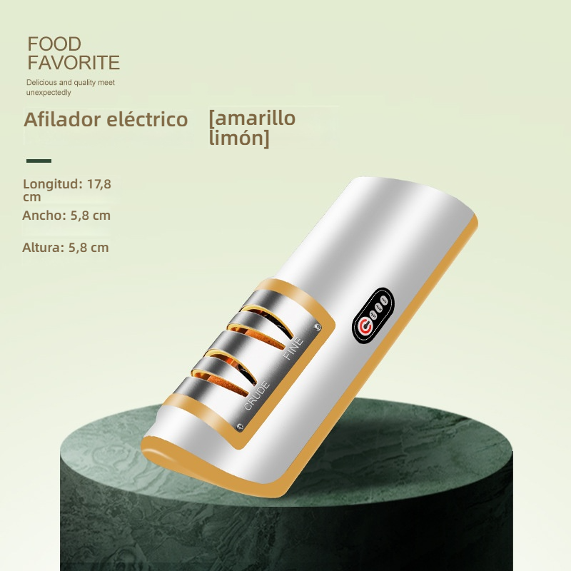 Afilador de cuchillos eléctrico, piedra de afilar portátil multifunción, herramienta de cocina práctica con carga automática.