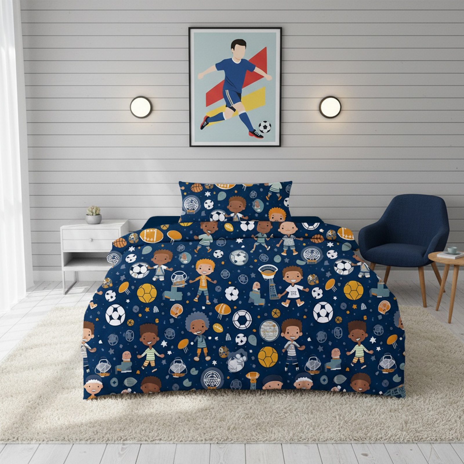 Juego de Cama Infantil con Estampados Coloridos – 3 Piezas