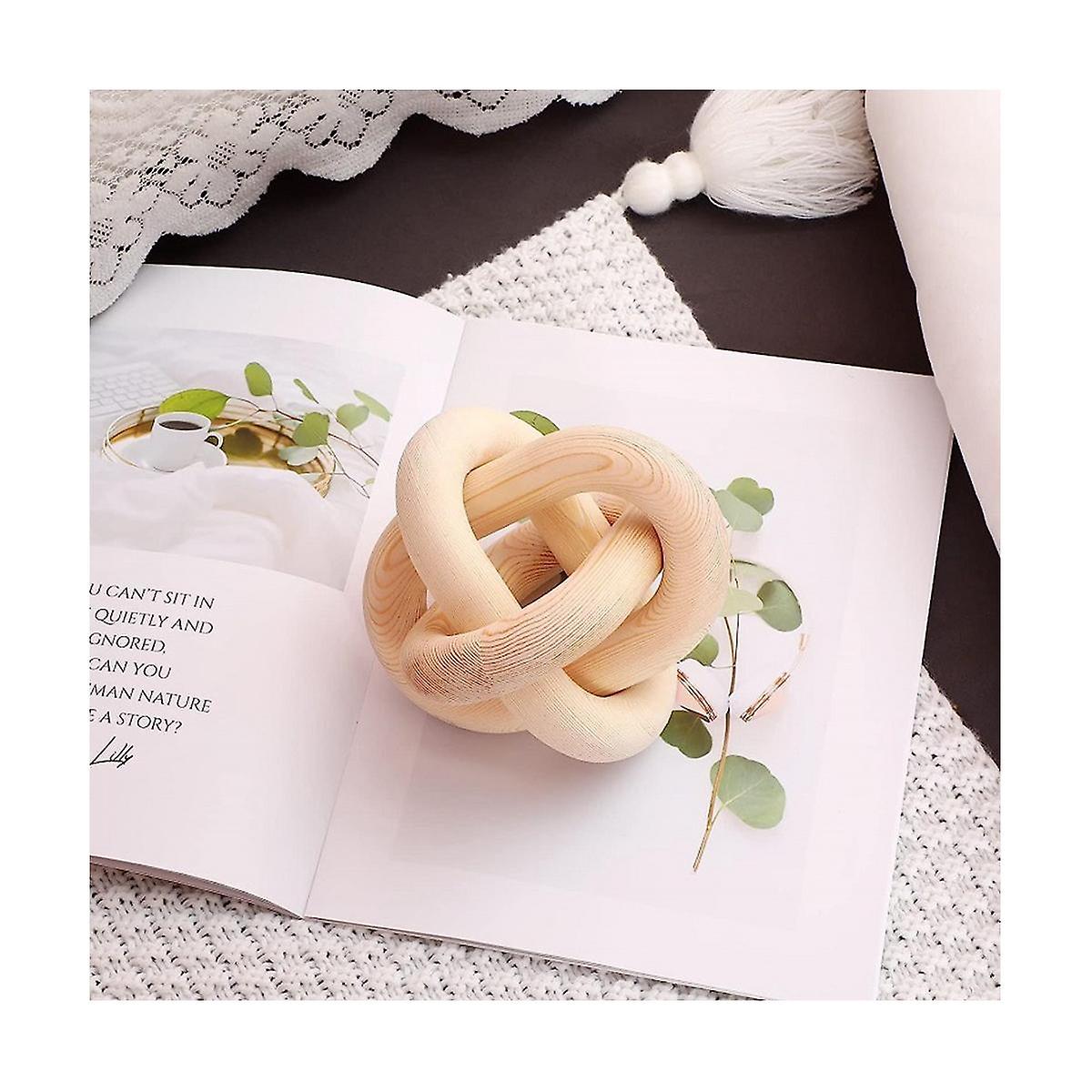 TK Cadena de Madera Enlace Decoración 3 Enlace Madera Nude Tallada a Mano Boho Wh
