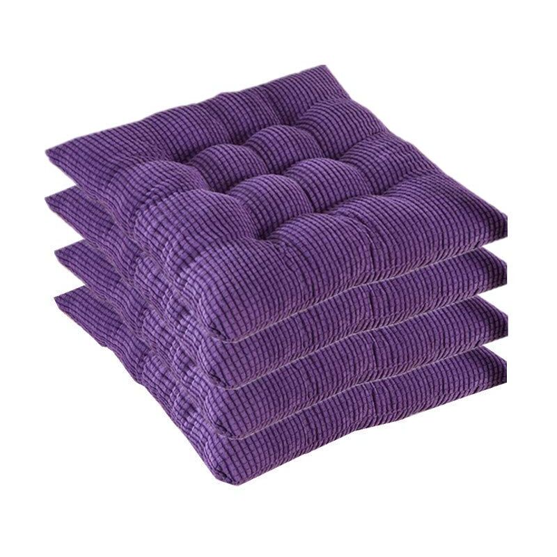 CA Cojín para silla de 40 x 40 cm, grueso, cuadrado, cómodo y colorido, para interior y exterior (morado, 4 unidades)