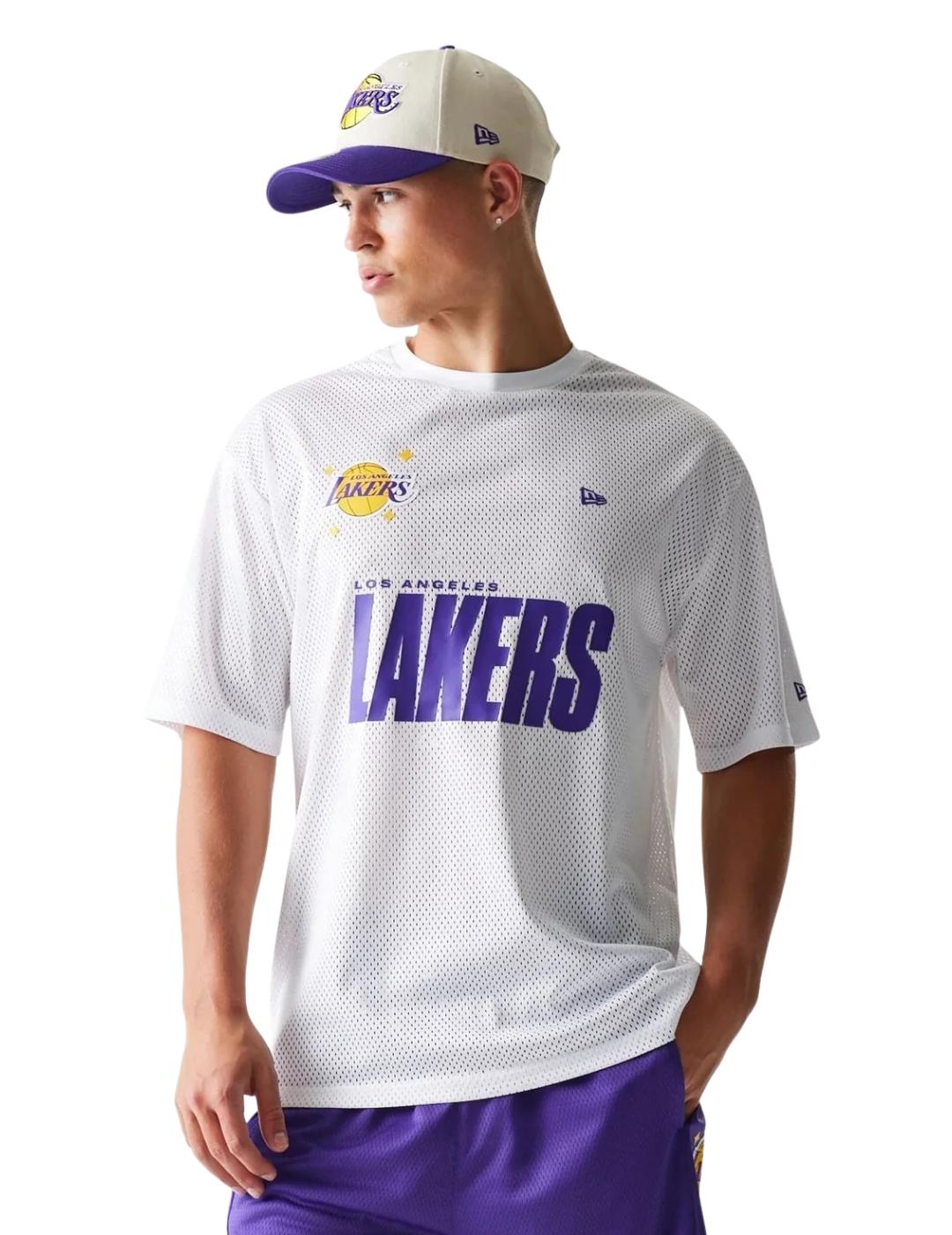 Camiseta new era LA. Lakers graphic mesh blanco de hombre.