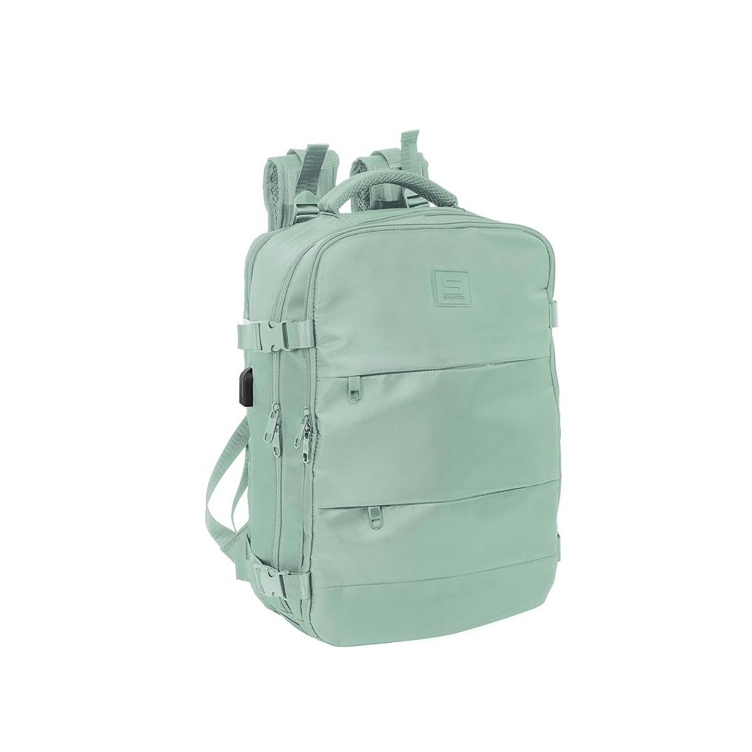 Mochila Viaje Cabina Portátil 15.6'' Color Verde - SAFTA Tamaño 44x29x19cm.